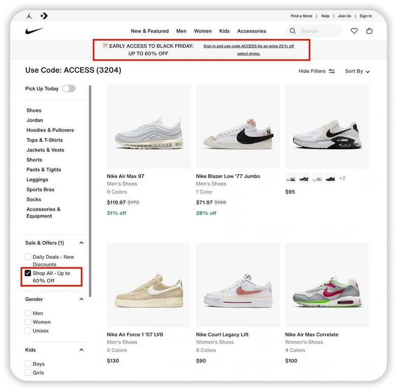 nike store black friday banner