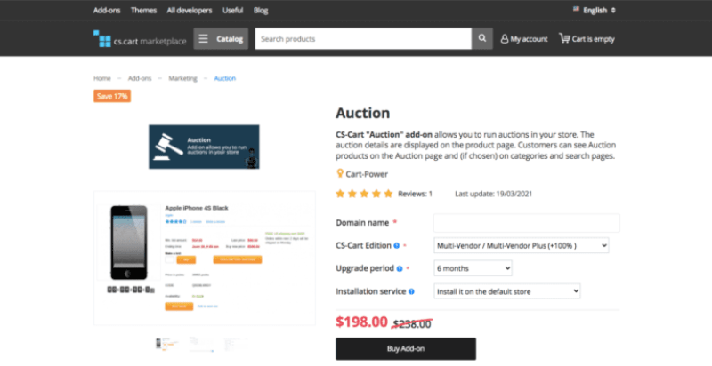 Auction add-on for CS-Cart Multi-Vendor