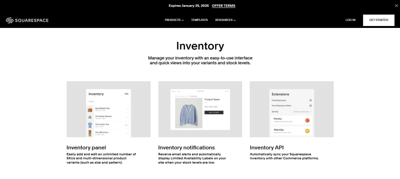 Squarespace eCommerce features