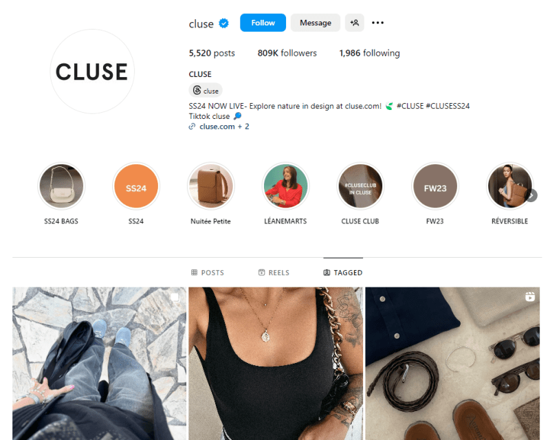 Cluse: Digital Shop Window on Instagram